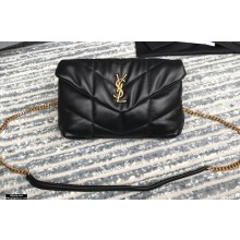 Saint Laurent Puffer Mini Bag In Quilted Lambskin 620333 Black/Gold