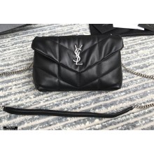 Saint Laurent Puffer Mini Bag In Quilted Lambskin 620333 Black/Silver