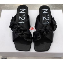 N°21 Braided Chunky Chain-Embellished Slides Black 2021