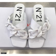 N°21 Braided Chunky Chain-Embellished Slides White 2021