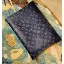 Louis Vuitton Monogram Shadow Leather Discovery Pochette GM Bag M80425 Navy Blue 2021