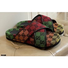 Gucci Criss-cross Straps GG Slide Sandals Canvas Multicolor 01 2021