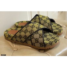 Gucci Criss-cross Straps GG Slide Sandals Canvas Yellow 2021