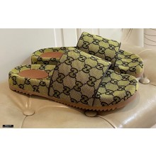 Gucci GG Slide Sandals Canvas Yellow 2021