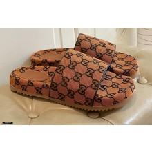 Gucci GG Slide Sandals Canvas Orange 2021