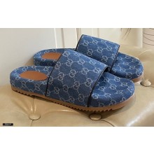 Gucci GG Slide Sandals Denim Blue 2021