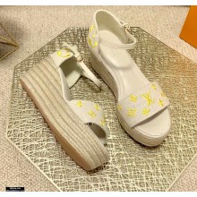 Louis Vuitton Monogram-embroidered Canvas Starboard Wedge Espadrilles Sandals White/Yellow 2021