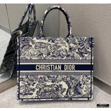 Dior Book Tote Bag in Toile de Jouy Embroidery Blue 2021