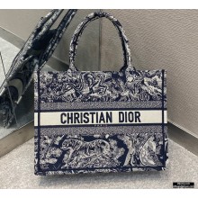 Dior Small Book Tote Bag in Toile de Jouy Reverse Embroidery Blue 2021