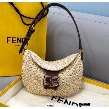 Fendi Woven Straw Small Croissant Hobo Bag 2021