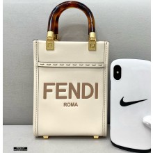 Fendi Leather Mini Sunshine Shopper Bag White 2021