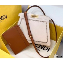 Fendi Iconic Peekaboo ISEEU Medium Bag White Canvas With Embroidery 2021