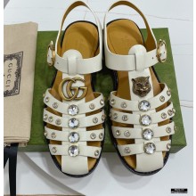 Gucci Rubber Sandals White With Crystals 2021