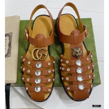 Gucci Rubber Sandals Brown With Crystals 2021