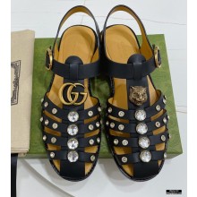 Gucci Rubber Sandals Black With Crystals 2021