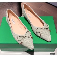 Bottega Veneta THE MADAME Bow Ballet Flats Intrecciato Suede Pale Green 2021