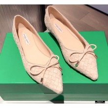 Bottega Veneta THE MADAME Bow Ballet Flats Intrecciato Suede Nude Pink 2021