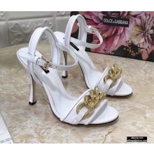Dolce & Gabbana Heel 10.5cm Leather Chain Sandals White 2021