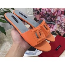 Dolce & Gabbana Calfskin Flat Sliders Orange With DG Millennials Logo 2021