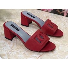 Dolce & Gabbana Heel 6.5cm Calfskin Mules Red With DG Millennials Logo 2021
