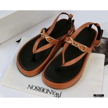 JW Anderson Chain Leather Strap Flatform Sandals Brown 2021