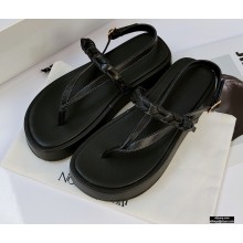 JW Anderson Braided Leather Strap Flatform Sandals Black 2021