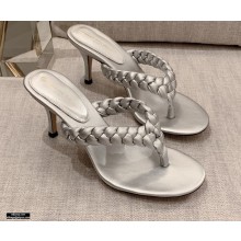 Gianvito Rossi Heel 7.5cm Woven Tropea Thong Sandals Mules Silver