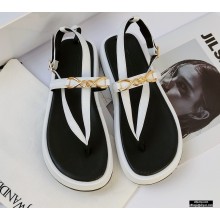 JW Anderson Chain Leather Strap Flatform Sandals White 2021