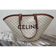 Celine Large Couffin Tote Bag in Triomphe Canvas Celine Print White 2021