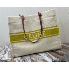 Celine Squared Cabas Tote Bag in "Plein soleil" Textile and Calfskin Yellow 2021