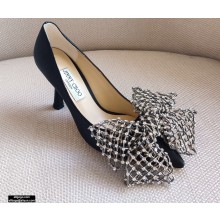 Jimmy Choo Heel 8.5cm SEKA Pumps Black with Crystal Bow Clasp 2021