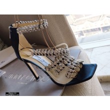 Jimmy Choo Heel 8.5cm Josefine Sandals Black with Crystal Embellishment 2021