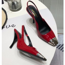 Saint Laurent Heel 9cm Blade Slingback Pumps in Patent Leather Red 2021