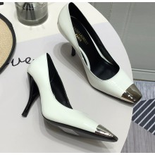 Saint Laurent Heel 9cm Blade Pumps in Patent Leather White 2021