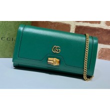 Gucci Diana Chain Wallet with Bamboo 658243 Green 2021