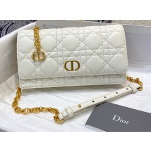 Dior Caro Belt Pouch with Chain Bag White 2021