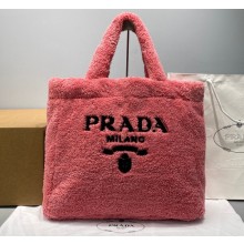 Prada Shearling Tote Bag 1BG130 Pink 2021
