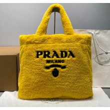 Prada Shearling Tote Bag 1BG130 Yellow 2021
