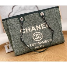 Chanel Mixed Fibers Deauville Medium Shopping Tote Bag A67001 Green 2021