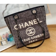 Chanel Mixed Fibers Deauville Small Shopping Tote Bag A67000 Black 2021