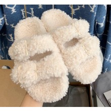 Balenciaga Fake Shearling Mallorca Sandals White 2021