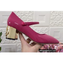 Dolce & Gabbana Heel 6.5cm Patent Leather Mary Janes Fuchsia with DG Karol Heel 2021