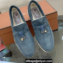 Loro Piana Shearling Fur Suede Calfskin Summer Charms Walk Loafers