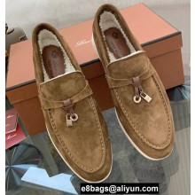 Loro Piana Shearling Fur Suede Calfskin Summer Charms Walk Loafers 04