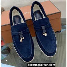 Loro Piana Shearling Fur Suede Calfskin Summer Charms Walk Loafers 05