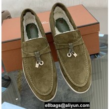 Loro Piana Shearling Fur Suede Calfskin Summer Charms Walk Loafers 06