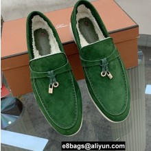 Loro Piana Shearling Fur Suede Calfskin Summer Charms Walk Loafers 11