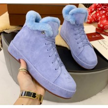 Loro Piana Shearling Fur Suede Nuages Mid Walk Sneakers 06