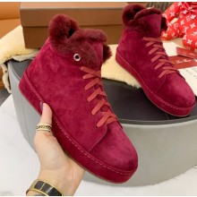 Loro Piana Shearling Fur Suede Nuages Mid Walk Sneakers 09