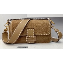 Fendi Sheepskin Medium Baguette Bag Brown 2021